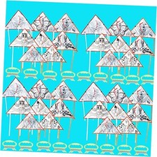 20 Pack DIY Coloring Kite Kit for Kids Pre-Printed Cartoon Animal Pattern