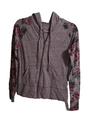 Prince & Fox Girl's  Hoodie Sweater Floral Long Sleeve Zipper Front Size Small