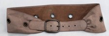 Women  s Vintage Notched Wide Buttery Soft Leather Belt Brass Buckle Size 31  -35  