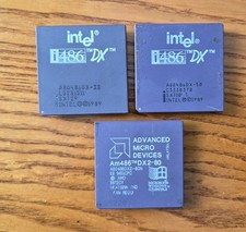 3 Vintage Intel i486 DX  AM 486 DX2-80 CPU Processors for Gold Scrap Recovery