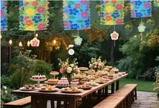 12PCs Cylinder Hanging Lantern Flower Lanterns Home Tropical Hawaii Garden Party