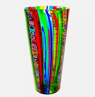 Very RARE! Murano Art Glass Ballarin Mazzega Millefiori Conical Vase Sublime