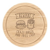 Beware VerrüCkte Hamburger Und Frittieren Damen Rund FäLl KäSebrett Lustig Chips
