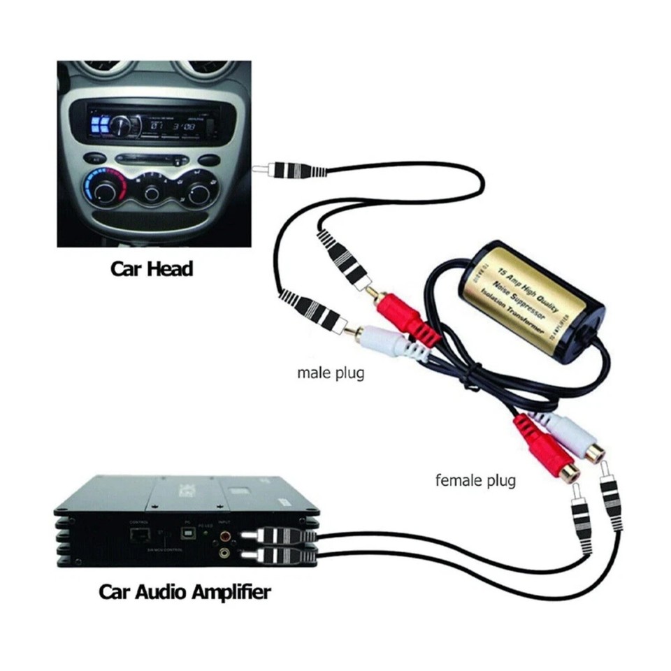 Ground Loop Noise Filter RCA Isolator for Car Audio AMP and Home Stereo ...