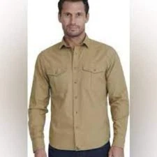 Untuckit Coteaux Wrinklefree Button Down Shirt Long Sleeve Beige Tan Slim Fit L