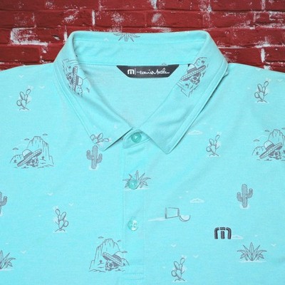 Travis Matthew All The Tacos Golf Polo Edgewood Valley Mens XL Heather Turquoise