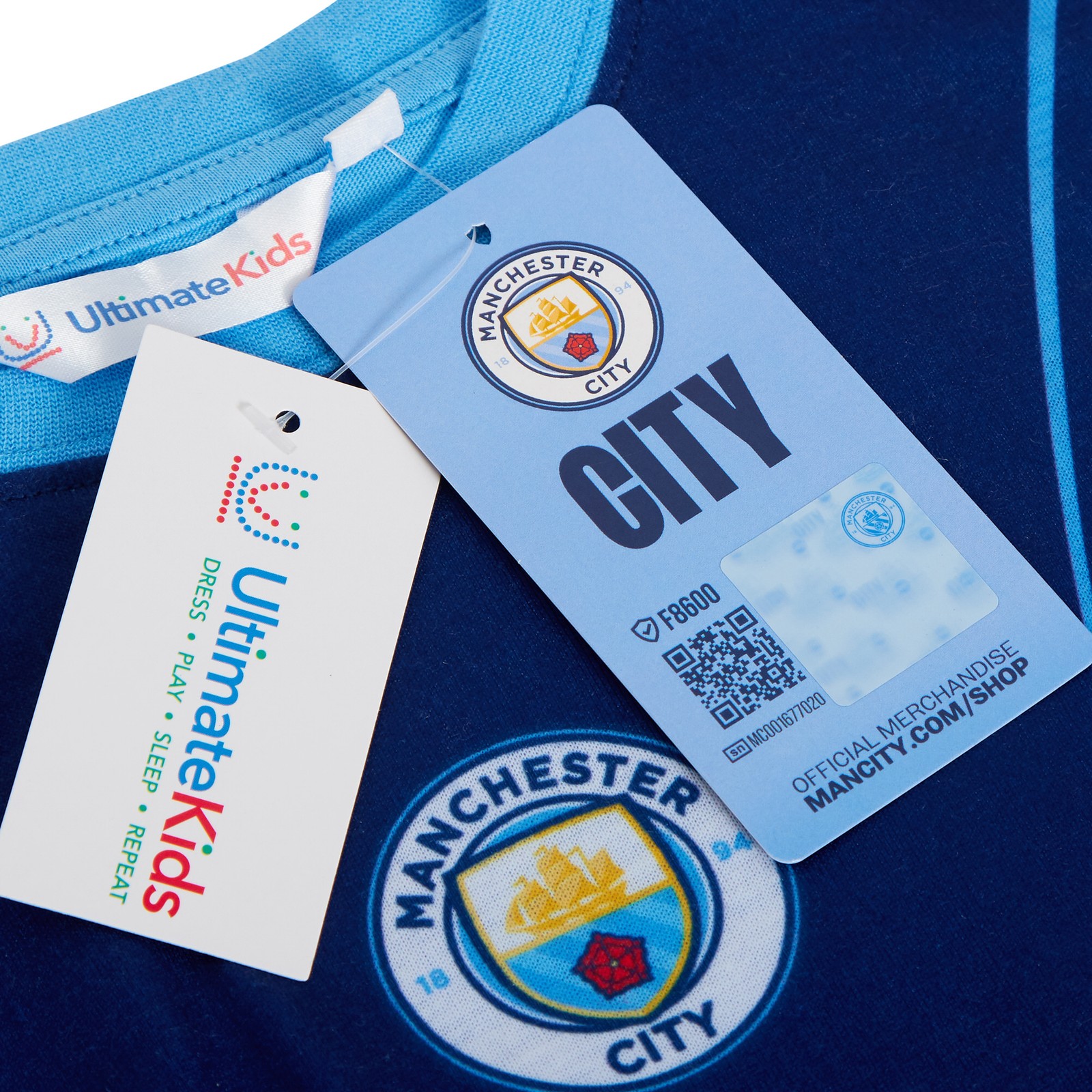Kids Manchester City Pyjamas + Hooded Dressing Gown 3 Piece Nightwear Robe + Pjs image 8