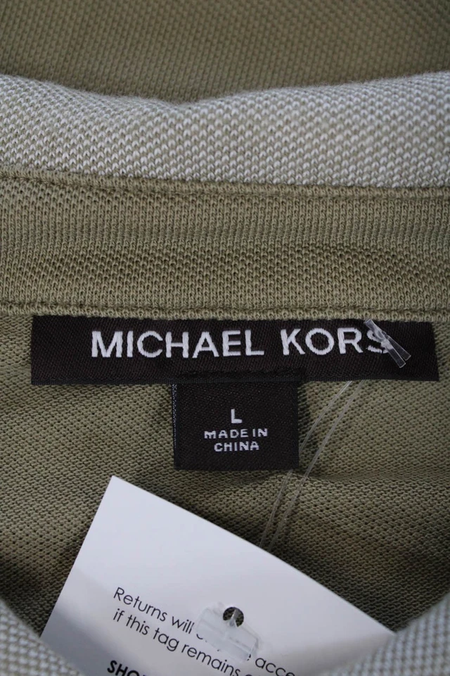 Camiseta polo básica de manga corta con cuello verde talla L de Michael Kors para hombre Foto 4 de 4