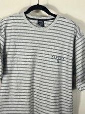 Vintage 90s Nautica Gray Striped Shirt Made in USA Single Stitch Size XL (N)