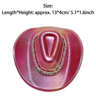 Cowgirl Cowboy Hat Hair Clip with Rhinestones Faux Pearl Mini Small Hat Clip - Image 1 of 4