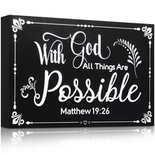 Yulejo with God All Things are Possible Sign Wall Hanging Decoration Wooden