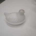 Vtg. Wite Milkglass Hen On Nest Small Candy/trinket Dish Carnival Glass