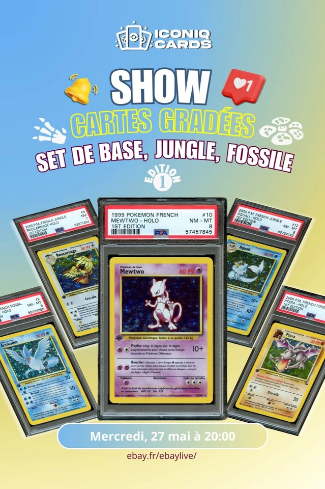 Énorme Show Cartes Gradées PSA  Wizard Édition 1  - 1€ PDD ⭐