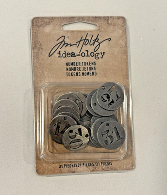 Tim Holz Idea-Ology Metal Number Tokens .75'' 31/Pkg Nickel TH93244 NEW
