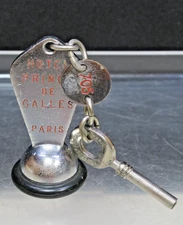 Hotel Prince De Galles Paris RARE Vintage Chrome finished Key Fob Paris France