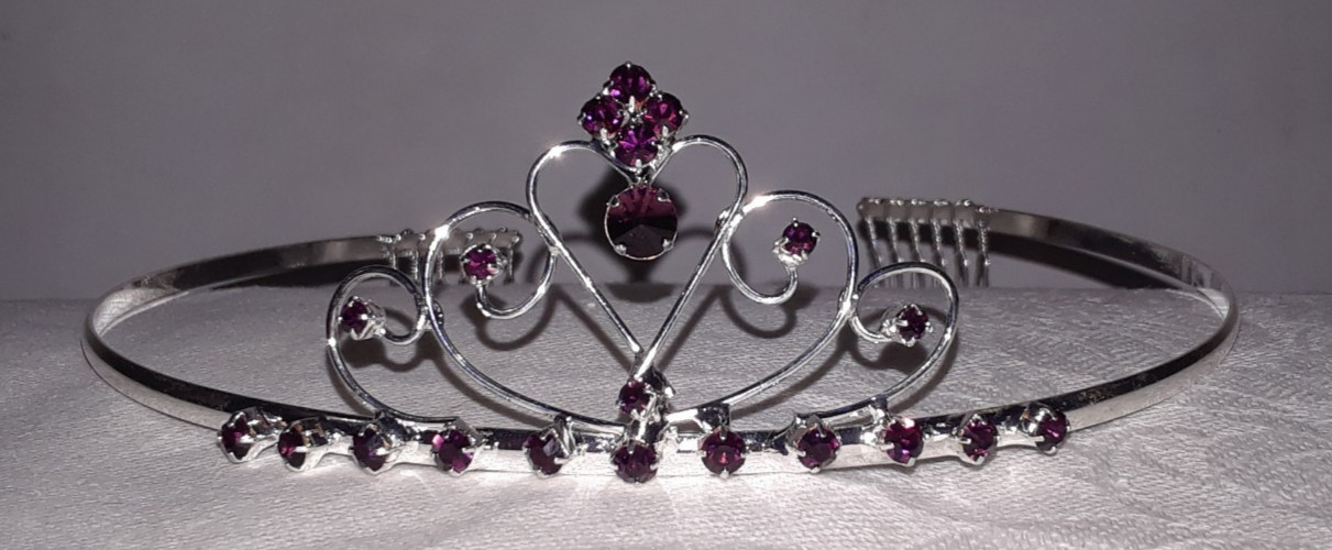 Princess Tiara Bridal Purple Rhinestone Delicate Headwear for Party