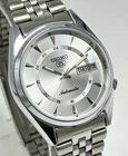 Vintage Seiko 5 Silver Dial Day-Date Automatic Movement No.7009A Men Wrist Watch