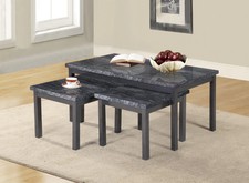 Lucy (2+1) Coffee With 2 Side Tables MDF Wooden Marble Effect Nest Marble Look