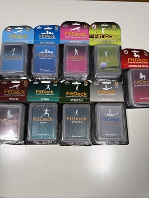 FitDeck Exercise Playing Cards 9 Decks; Yoga Stretch Core Nutrition Balance New