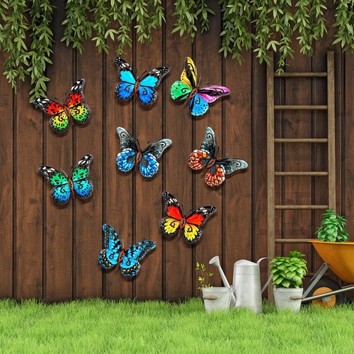 8 Pieces Metal Butterfly Wall Art Decor, 3D Butterfly Hanging Wall Decor Scul... - Picture 4 of 7