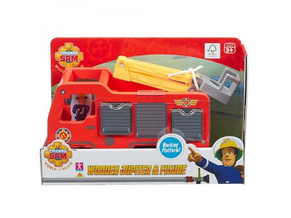 Fireman Sam Jupiter Fire Engine Wooden Toy UK