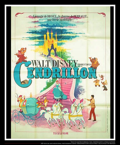 CINDERELLA (1950) - 1974 Reprint - Original French Movie Poster – Large Fold