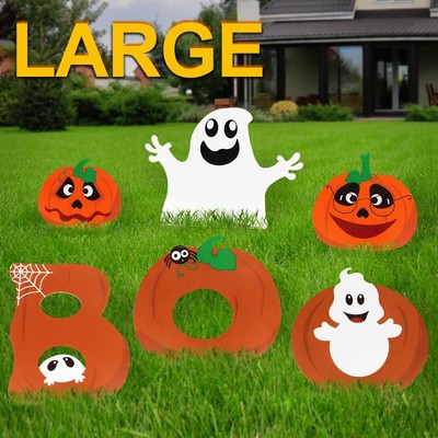 Extra Large 8ct Pumpkins Skeleton And Ghost Corrugate Yard Signs