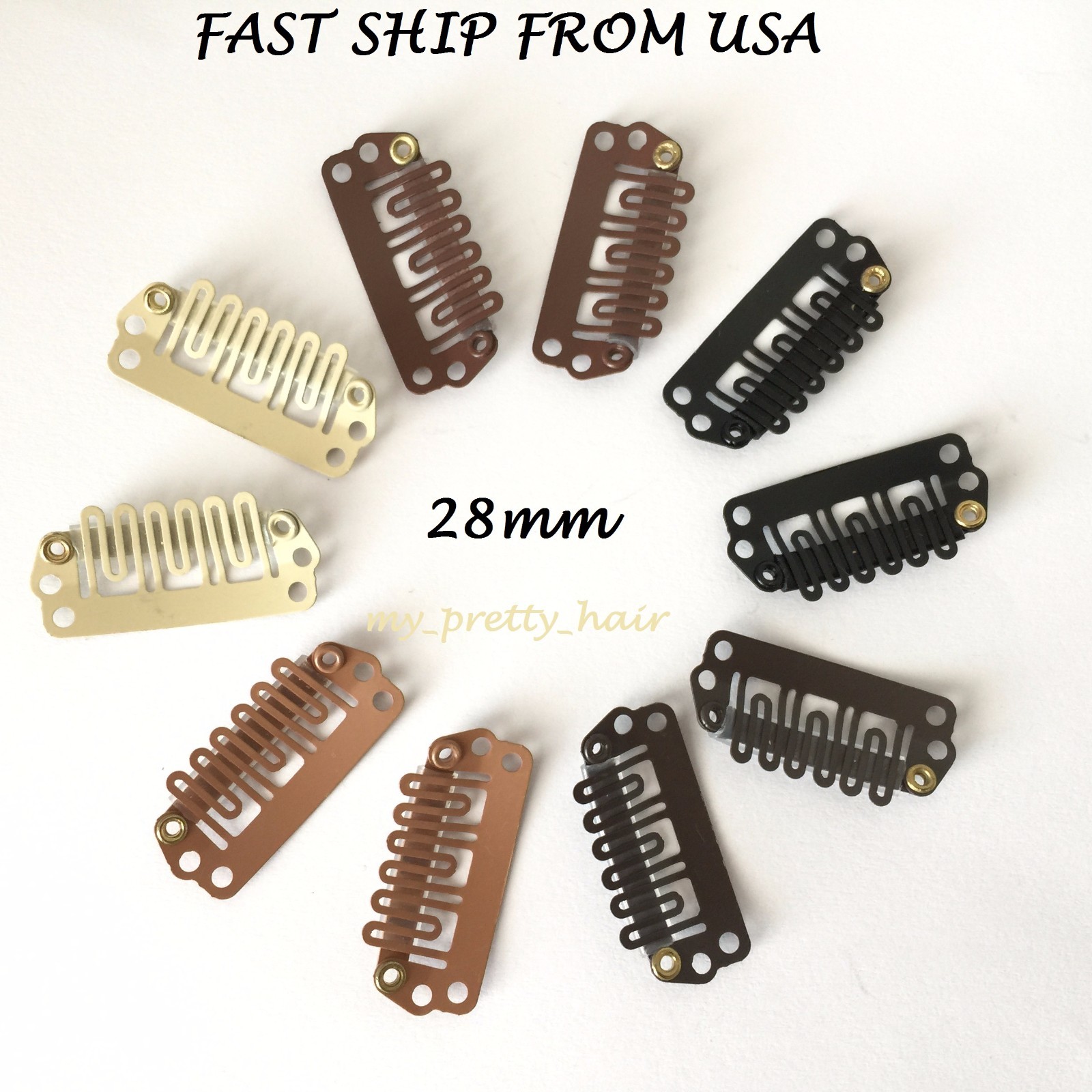 24 pcs Quality Small Wigs Clips Hair Extension Clips Snapon Clips 28mm