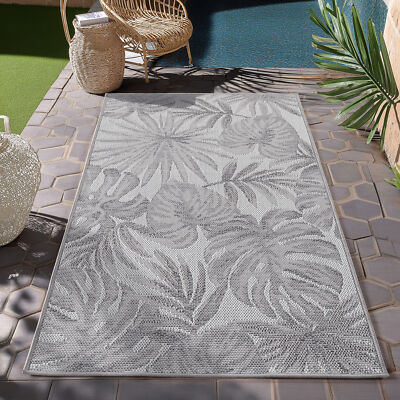 Outdoor Teppich Grau, Wetterfest & UV-beständig, Küche Balon Terrasse Wohnzimmer