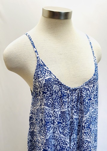 Mono BUENOS NINOS Mujer Sin Mangas Cuello en V Azul Floral Pierna Ancha Talla Mediana - Imagen 6 de 14