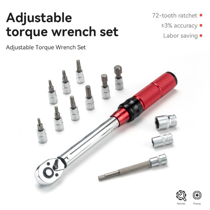 ROCKBROS Llave dinamométrica 1/4" Drive Click 2-24Nm, juego de llaves dinamométricas de doble dirección 72 dientes Foto 2 de 4