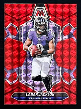 2024 Mosaic Lamar Jackson Red Prizm Parallel Baltimore Ravens No 15
