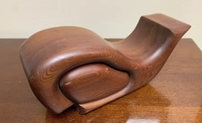 Vintage Native Redwood Carved Whale Trinket Puzzle Secret Compartment Box