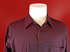 Pronto Uomo dark Red 80's 2-Ply Non-Iron Button Up Dress Shirt mens 16.5 32/33