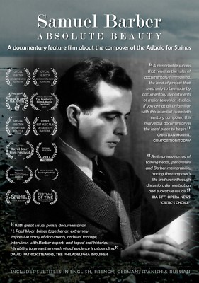 Samuel Barber: Absolute Beauty (DVD or Blu-ray) classical music documentary film