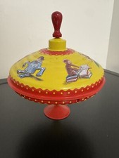 Vintage 1980's Curious George Tin Spinning Top 8 1/2" h Works