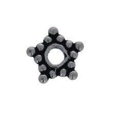 50 Pieces, Sterling Silver, 6mm Star Bali Bead, Antiqued Star Shaped Bali Bead