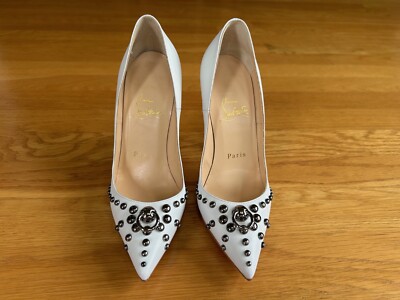 CHRISTIAN LOUBOUTIN Door Knock 120 White Leather So Kate Pumps IT