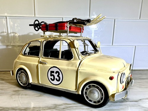1967 Fiat Tin Old Classic Scale Vintage Car Model Iron Metal Sculpture