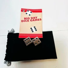 Philip Morris - Big Day Dice Game - (2) Chrome Dice + Velvet Bag + Game Chart