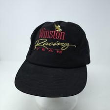 Vintage Winston Racing Team Hat NASCAR Cap Black Velvet Snap Back Gold Red Eagle