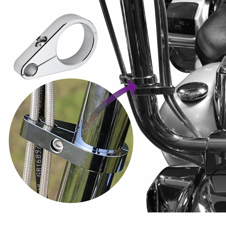 Abrazadera de cable de embrague y acelerador para manillar Harley de 1,25 pulgadas 2 piezas para Yamaha Honda Foto 2 de 4