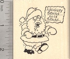 Christmas Santa Zombie Rubber Stamp, Brain Seeking Claus on J26106 WM
