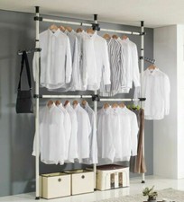 3x4 Heavy Duty Adjustable Garment Rack Clothing Pole Closet Rod Organizer IVORY