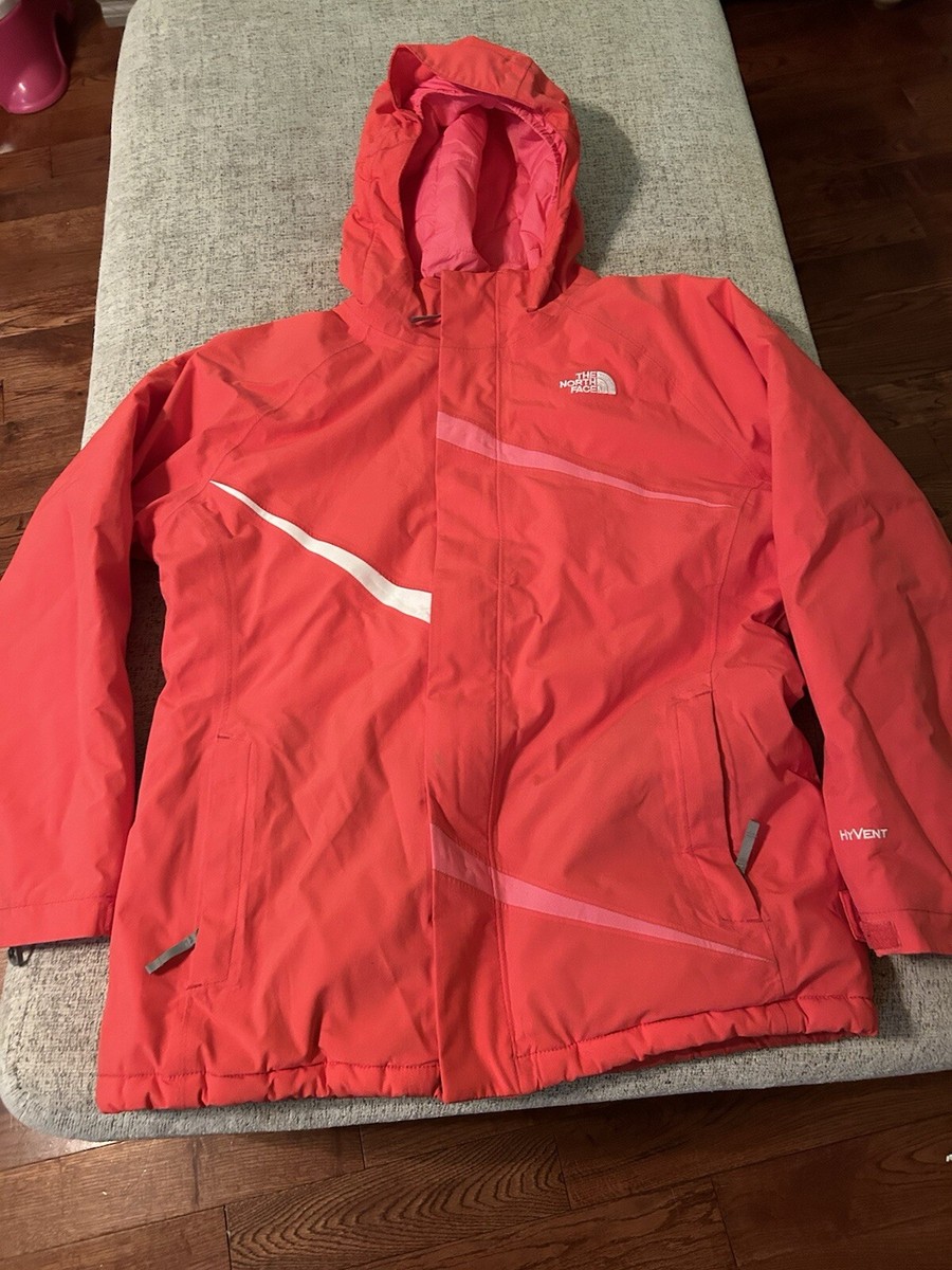The North Face Hyvent Lined Waterproof Jacket Coat Coral Pink Girls Size XL  18