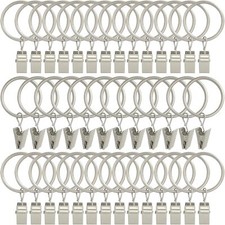 40 Pack Hanging Curtain Rings Hooks with Clips for Bathroom Shower Curtain Rod