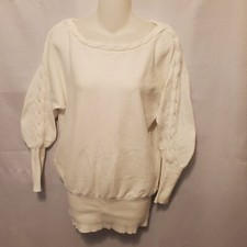 Womens Raglan Cableknit Sleeve Long Sweater Sz Large