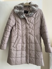 Betty Barclay Winter Coat With Fur Collar Toffee Cream Size 38 (12)