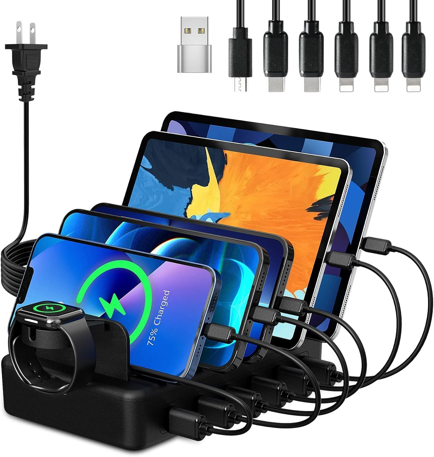 Charging Station for Multiple Devices,  50W 6 Ports USB Charger Station with App-image
