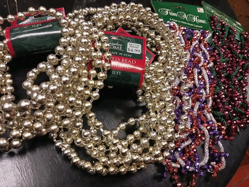 Vintage Lot Christmas Tree Bead Garland, 5 Strands 9-12 Ft NEW - Picture 5 of 8